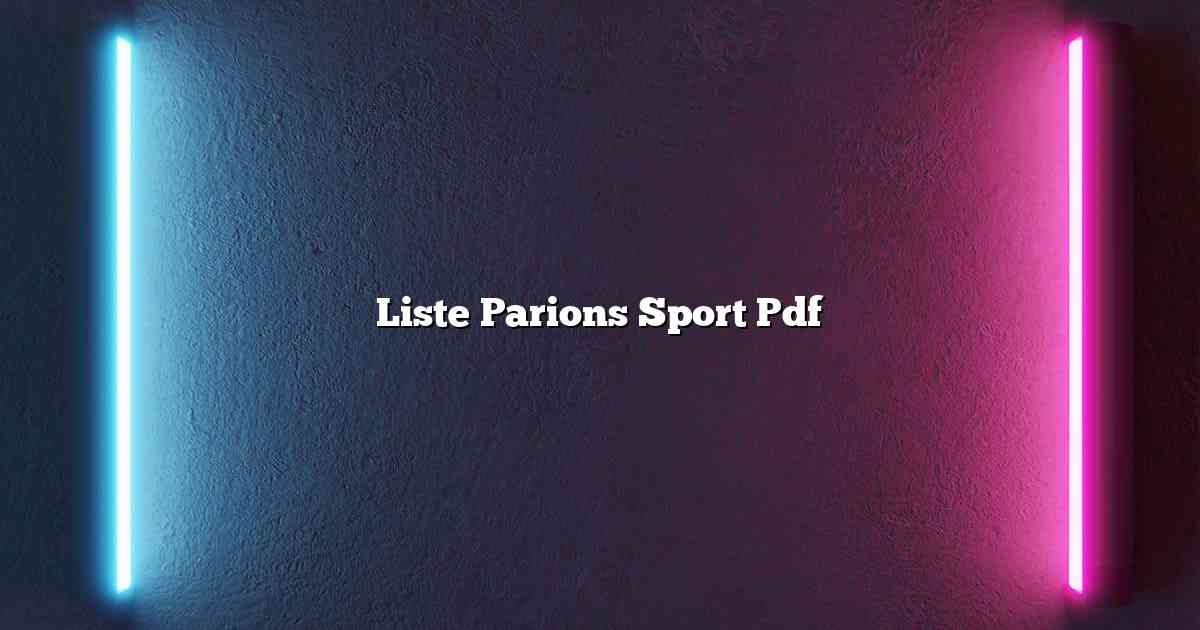 Liste Parions Sport Pdf